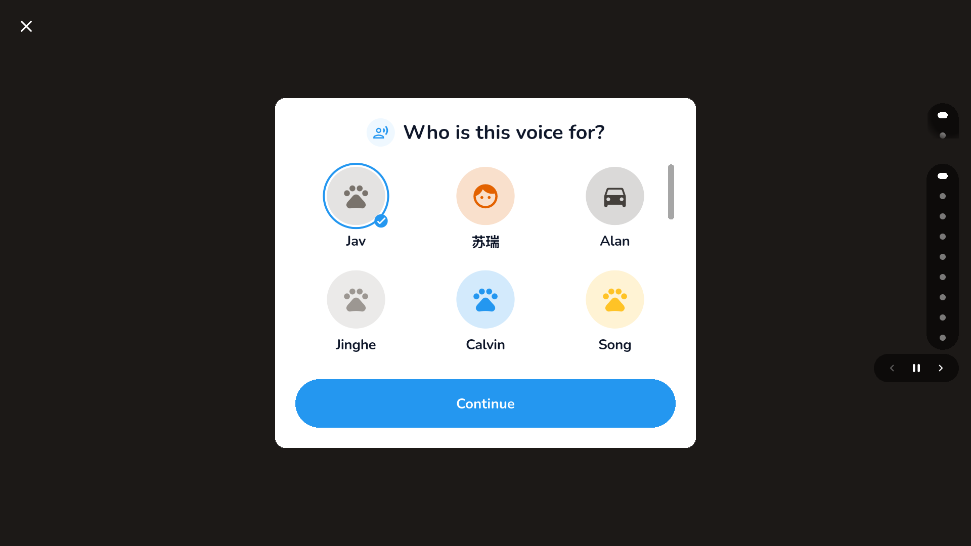 Voice enrolment prototype, grid treatment