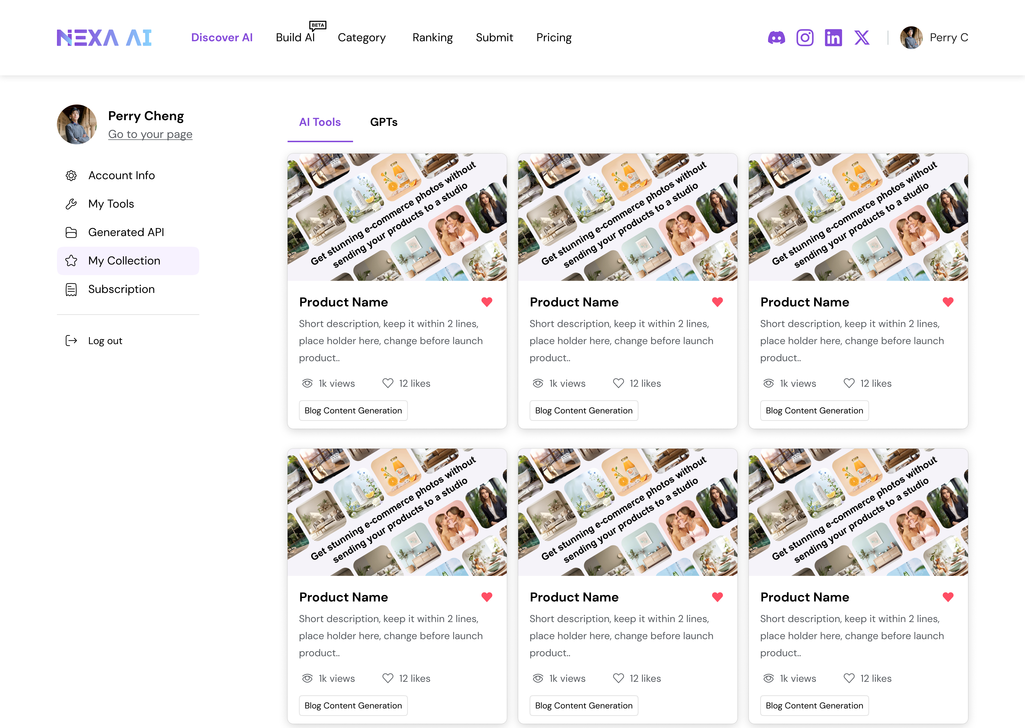 Nexa · creator collections page