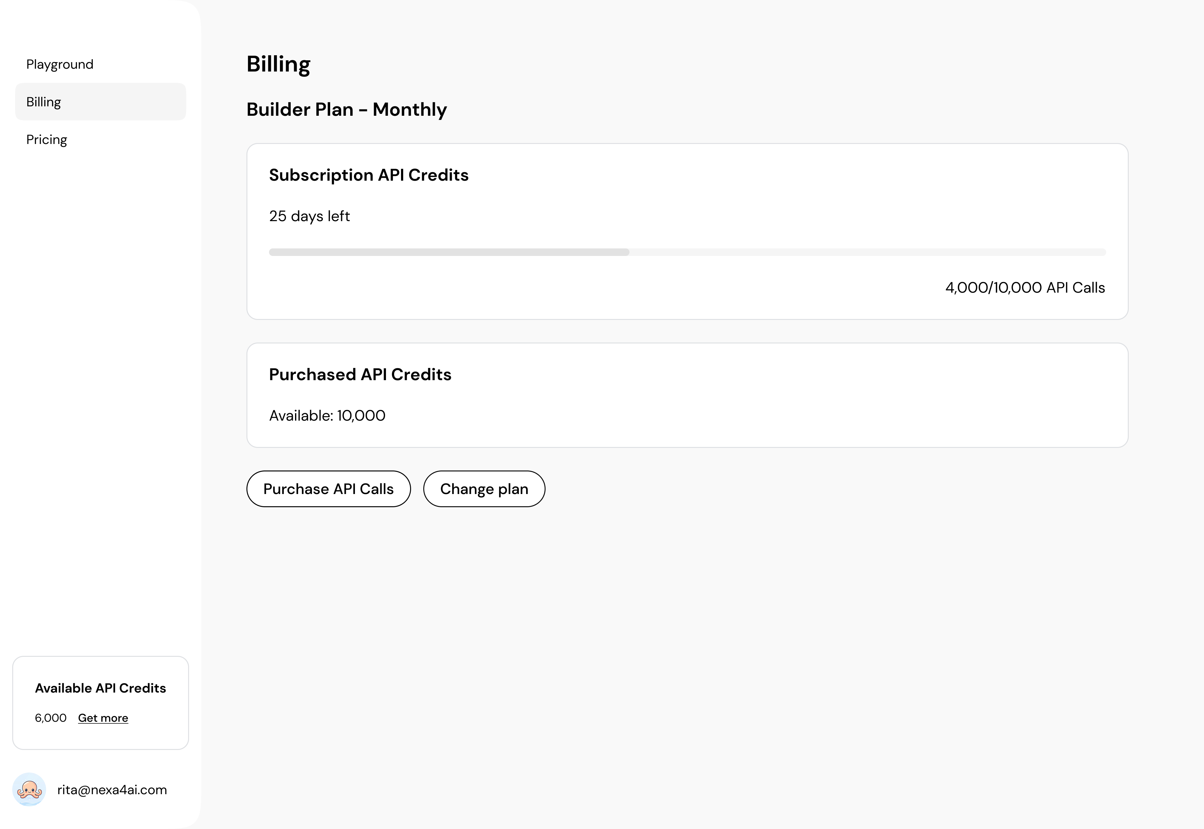 Octopus AI · billing information management